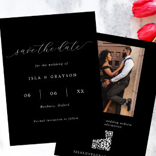 Reserva La Fecha Moda Guión romántico Código QR de foto en blanco y