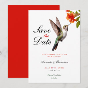 Reserva La Fecha Moda Hummingbird y Naranja Boda de flores