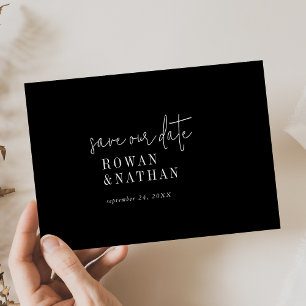 Reserva La Fecha Moda moderna Boda negro oscuro