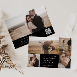 Reserva La Fecha Moda moderna Collage de fotos negro oscuro