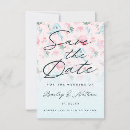 Reserva La Fecha Moda Ombre Rosa Jardín Francés Floral Peony Boda