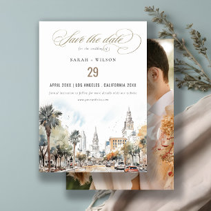 Reserva La Fecha Moda Orlando Florida Skyline Watercolor Boda
