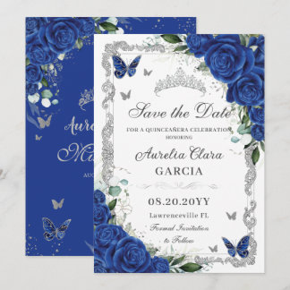 Reserva La Fecha Moda Quinceañera Royal Floral Vintage Silver
