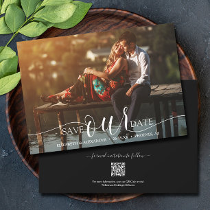 Reserva La Fecha Moda Script QR Código Boda de fotos