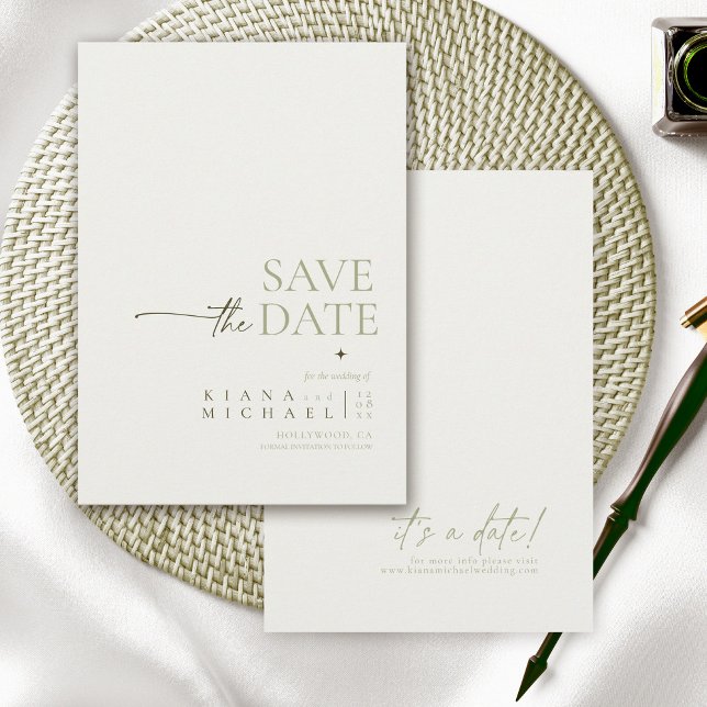 Reserva La Fecha Moda simple Boda Pearl White Vert ID1046 (Subido por el creador)