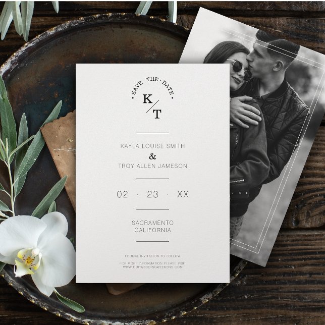 Reserva La Fecha Moda simple caligrafía moderna pareja de fotos (Subido por el creador)