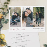 Reserva La Fecha Moda simple Personalizado Boda de múltiples Collag<br><div class="desc">Esta sencilla y elegante y moderna boda de tres fotos ahorra la plantilla de la tarjeta plana de fecha con sus fotos y 'SAVE the DATE' resaltada en un elegante tono de oro rosa y transmitida con una sorprendente mezcla de dos tipos de letra distintos, con 'y' en un guión...</div>