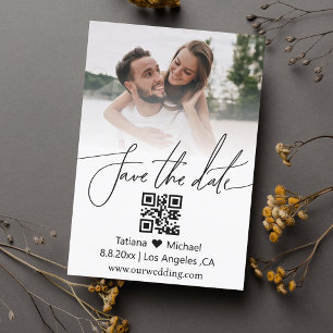 Reserva La Fecha moda simple qr código de la pareja foto guardar la