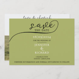 Reserva La Fecha Moda simple Sage Green Rustic Boda Foto