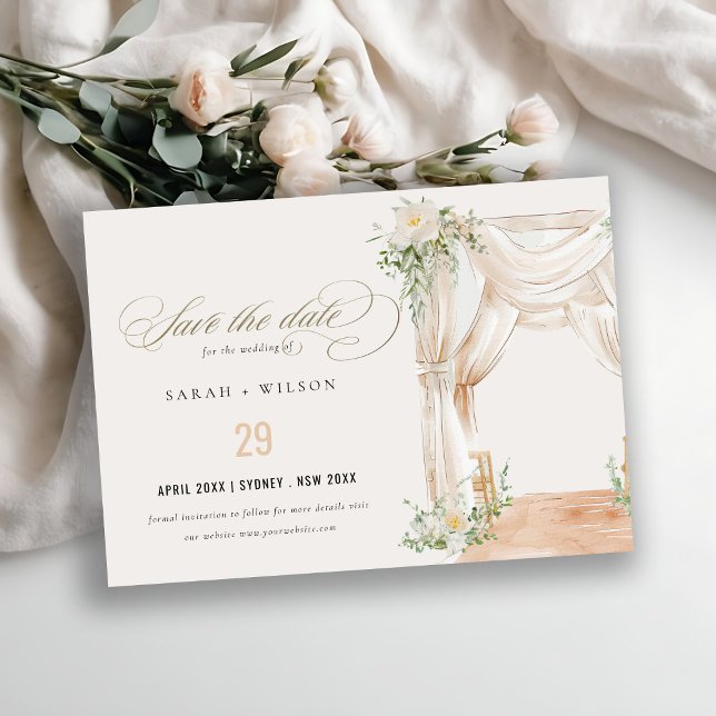 Reserva La Fecha Moda suave Rubor Floral Canopy Boda botánico (Subido por el creador)