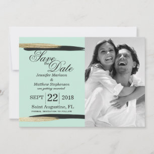 Reserva La Fecha Moda Swanky Faux Gold y pinceles negros