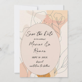 Reserva La Fecha Moda, tonos rosas con flores negras y marco