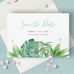 Reserva La Fecha Moda tropical Vegetación de color de agua Guardar<br><div class="desc">Anuncie su compromiso con mi boom de moda tropical para guardar nuestras invitaciones de fecha con Save the Date en un estilo de tipografía de escritura a la moda que evoca el aspecto de las letras a mano. Esta simple tarjeta contiene una réplica de mi palma verde acuarela pintada a...</div>