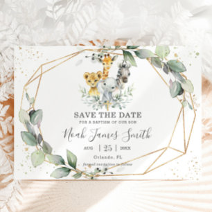 Reserva La Fecha Moda verde jungla animales bautismo bautizo cristi