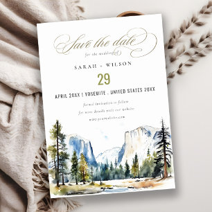 Reserva La Fecha Moda Yosemite Parque Nacional CA Boda acuarela