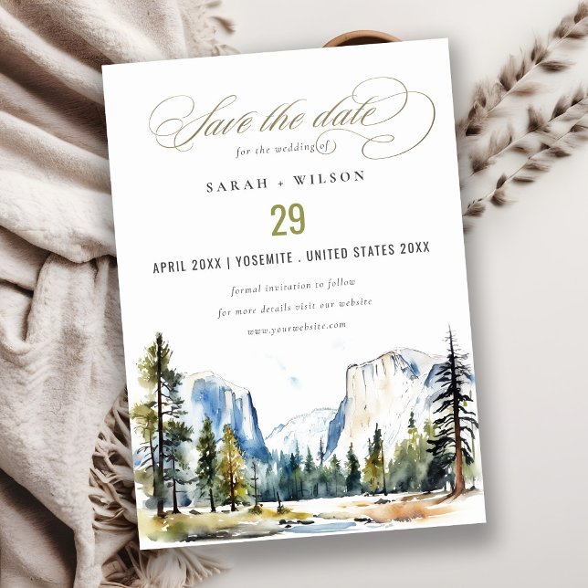 Reserva La Fecha Moda Yosemite Parque Nacional CA Boda acuarela (Subido por el creador)