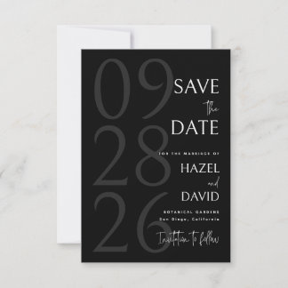 Reserva La Fecha Modern Black and White Minimalist Wedding