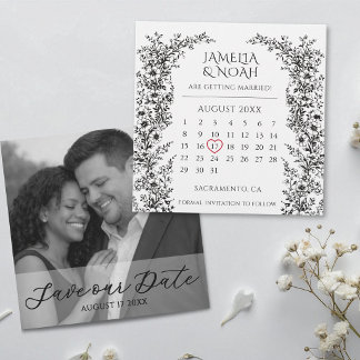 Reserva La Fecha Modern Black and White Wedding Save The Date  