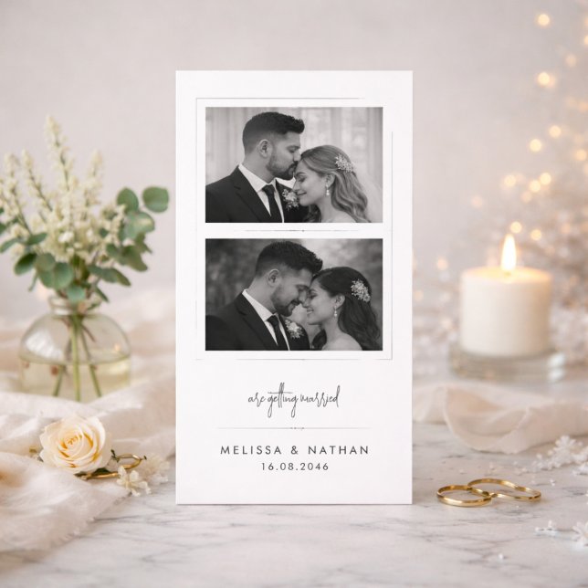 Reserva La Fecha Modern Black & White Photo Bookmark Save the Date (Subido por el creador)