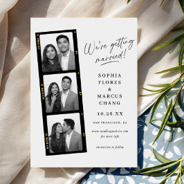 Reserva La Fecha Modern Black & White Photo-booth Filmstrip Wedding