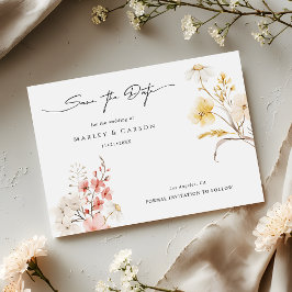 Reserva La Fecha Modern Blush Floral Wildflower Spring Wedding