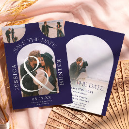 Reserva La Fecha Modern boho arch 4 photos wedding navy blue