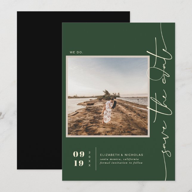 Reserva La Fecha Modern Boho Desierto | Guardar la Fecha Foto Cuadr (Anverso / Reverso)