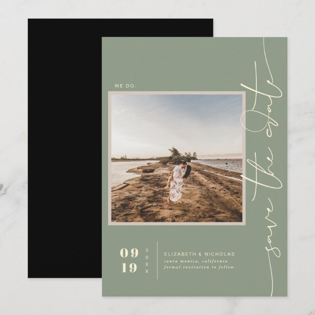Reserva La Fecha Modern Boho Desierto | Guardar la Fecha Foto Cuadr (Anverso / Reverso)