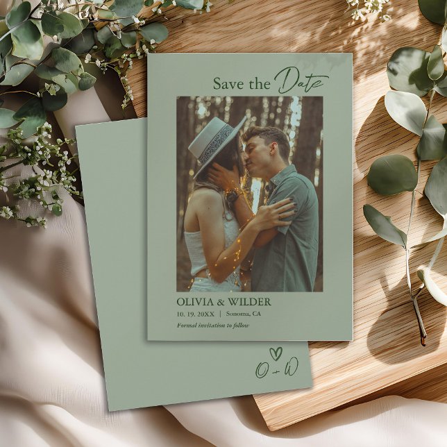 Reserva La Fecha Modern Boho Sage Green Wedding (Subido por el creador)