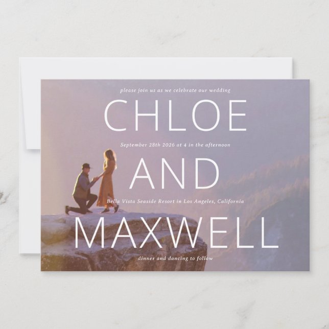 Reserva La Fecha Modern Bold Names & Photo Wedding Invite (Anverso)