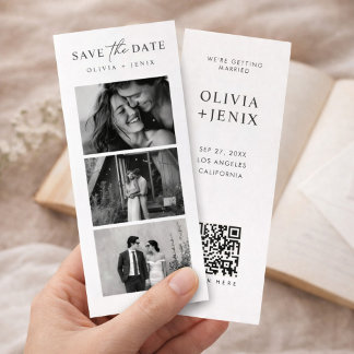 Reserva La Fecha Modern Bookmark Photo Strip QR Code Wedding