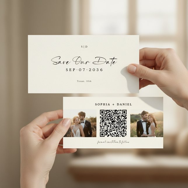 Reserva La Fecha Modern Bookmark QR Code 2 Photo Save the Date (Subido por el creador)