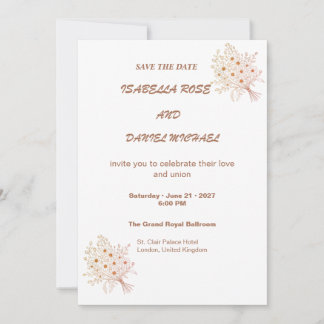 Reserva La Fecha Modern Brown Line Art  Save the Date Wedding Card