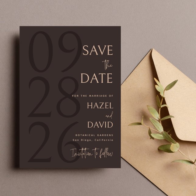 Reserva La Fecha Modern Brown Minimalist Wedding (Subido por el creador)