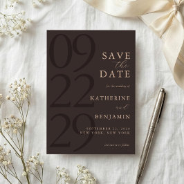 Reserva La Fecha Modern Brown Minimalist Wedding