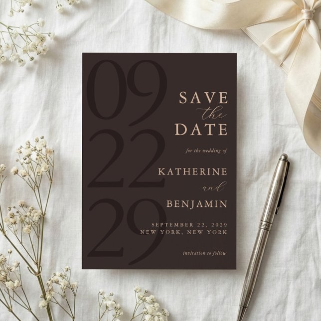 Reserva La Fecha Modern Brown Minimalist Wedding (Subido por el creador)