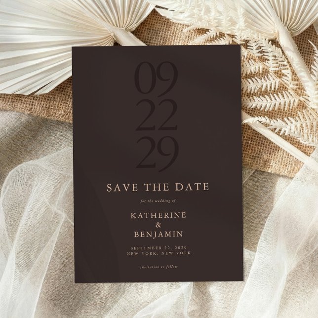Reserva La Fecha Modern Brown Minimalist Wedding Save The Date (Subido por el creador)
