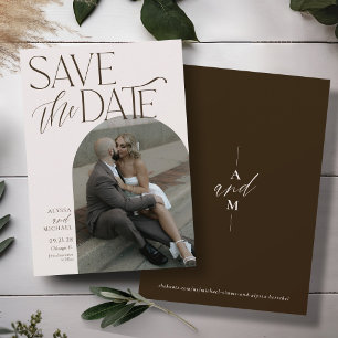 Reserva La Fecha Modern Brown Simple Arch Foto Elegante Boda
