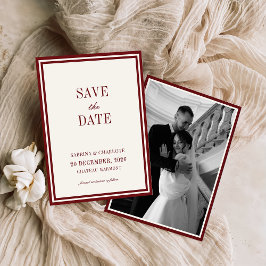 Reserva La Fecha Modern Burgundy Old Money Wedding Save The Date
