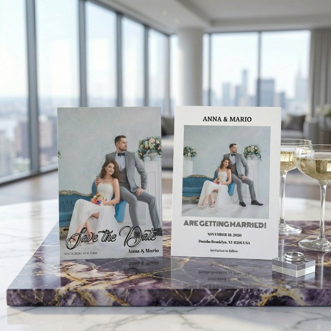 Reserva La Fecha Modern Calligraphy Script Photo Wedding (Subido por el creador)