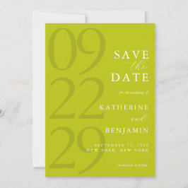 Reserva La Fecha Modern Chartreuse Minimalist Wedding