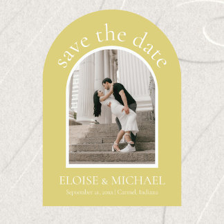 Reserva La Fecha Modern Chartreuse Wedding Arch Photo