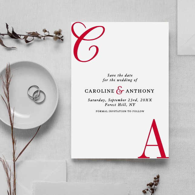 Reserva La Fecha Modern Cherry Coded Minimalist Monogram Wedding (Subido por el creador)