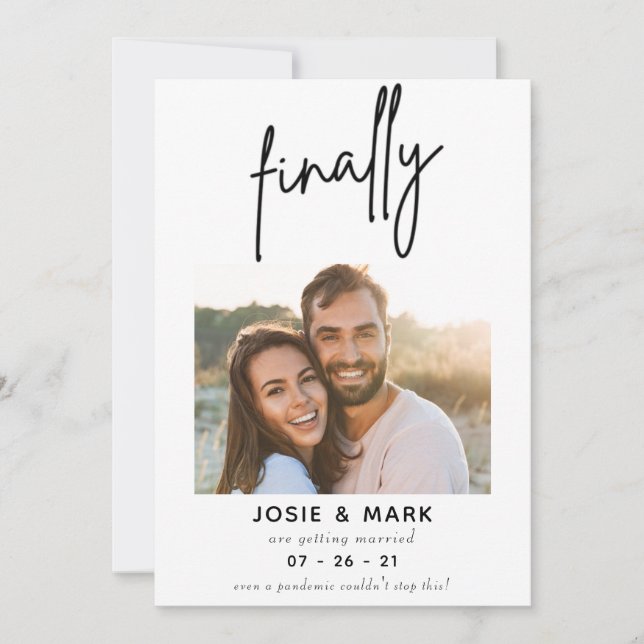 Reserva La Fecha modern classy script finally photo save the date (Anverso)