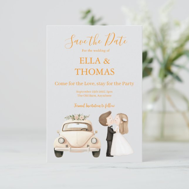 Reserva La Fecha Modern Cute Marigold Text  (Anverso de pie)