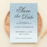 Reserva La Fecha Modern Elegant Blue Save the Date Sweet 16<br><div class="desc">Modern and elegant sapphire blue glitter ombre script save the date card sweet sixteen birthday party featuring black modern calligraphy. Stylish and unique custom design.</div>
