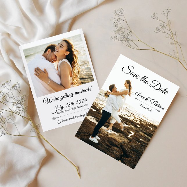 Reserva La Fecha Modern Elegant Script Photo Wedding (Subido por el creador)