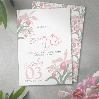 Reserva La Fecha Modern floral Cattleya orchid dusty pink wedding