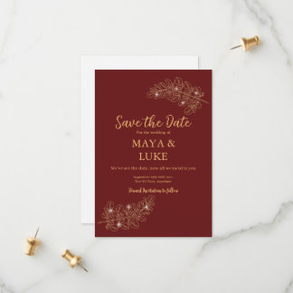 Reserva La Fecha Modern Gold leaves Burgundy