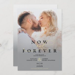 Reserva La Fecha Modern Grey Gradient Elegant Photo Script Wedding
